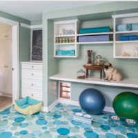 Colorful linoleum in the interior of a children's room