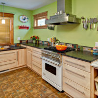 Linoleum in the interior of a modern kitchen