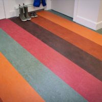 Striped linoleum in the hallway of a private house