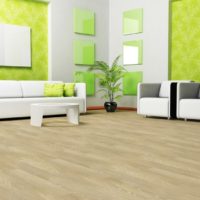 Light linoleum in the design of the living room