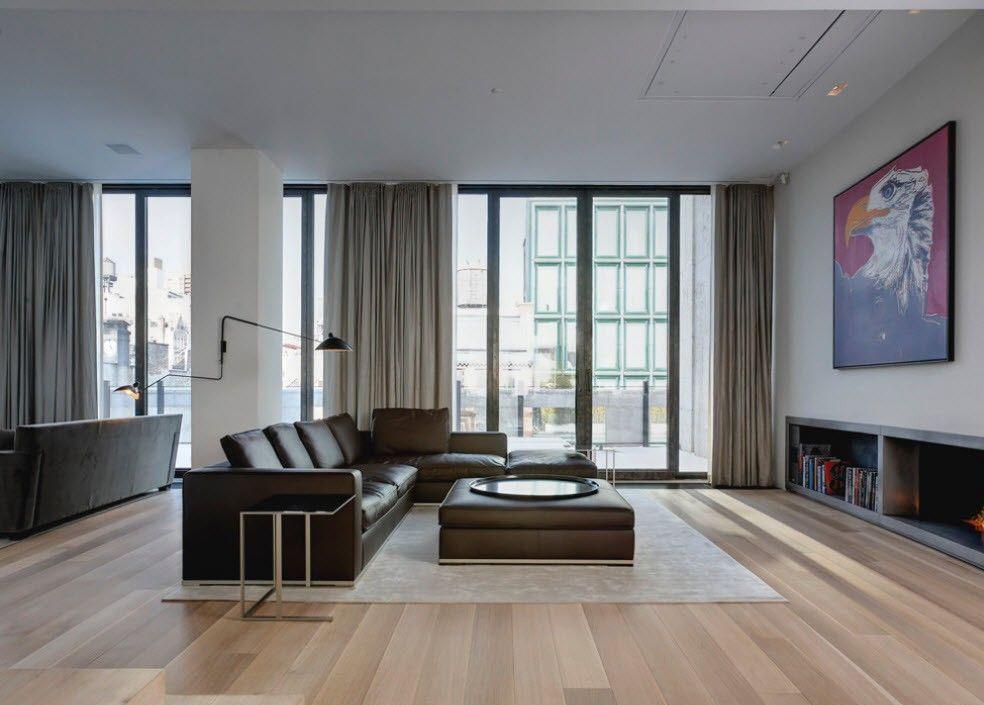 Leather furniture in the interior of the living room