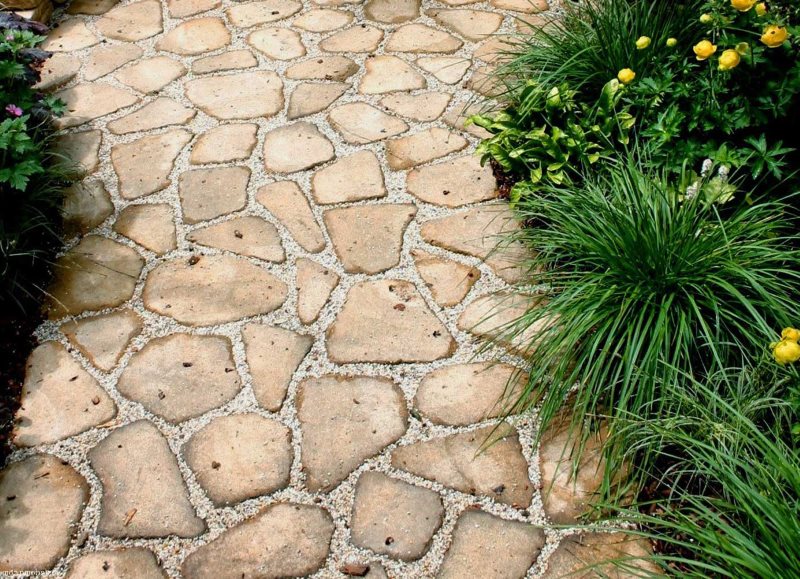 Paved natural stone garden path