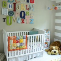 Beautiful letters over the crib of a newborn