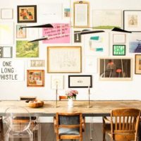 Wall decoration over the dining table with inscriptions and paintings