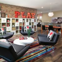 Backlit letters in a bright living room