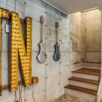 Illuminated metal letters in front of the entrance