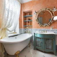 Orange color in the bathroom interior