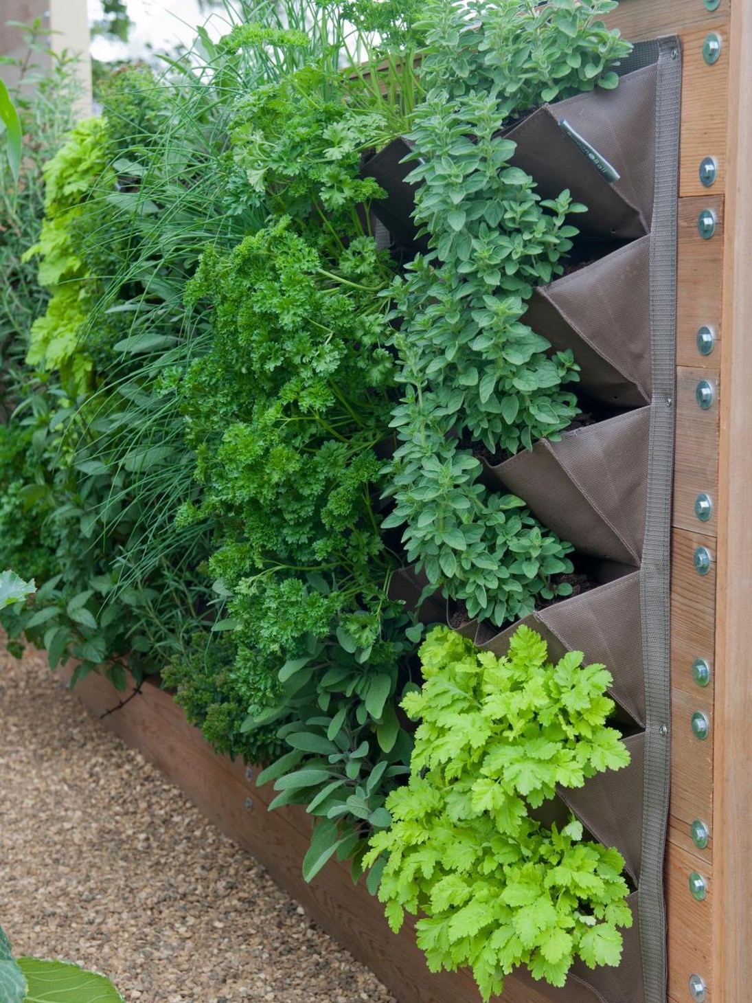 Do-it-yourself vertical bed of fabric pockets