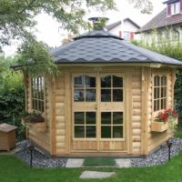 Closed wood gazebo