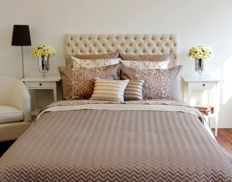 Beautiful pillows on the bed in the spouses bedroom