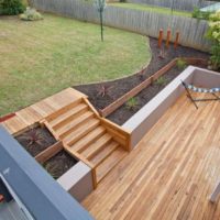 Wooden terrace on a sloping plot