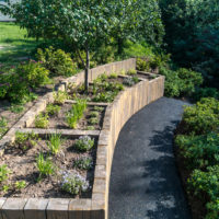 Flower beds on the garden terrace