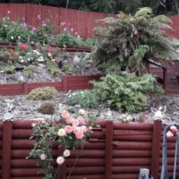 Retaining walls made of wood in a sloping area