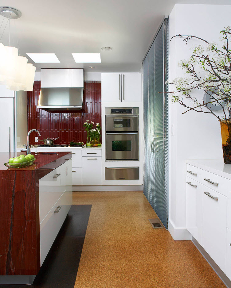 Linoleum in the interior of the kitchen space