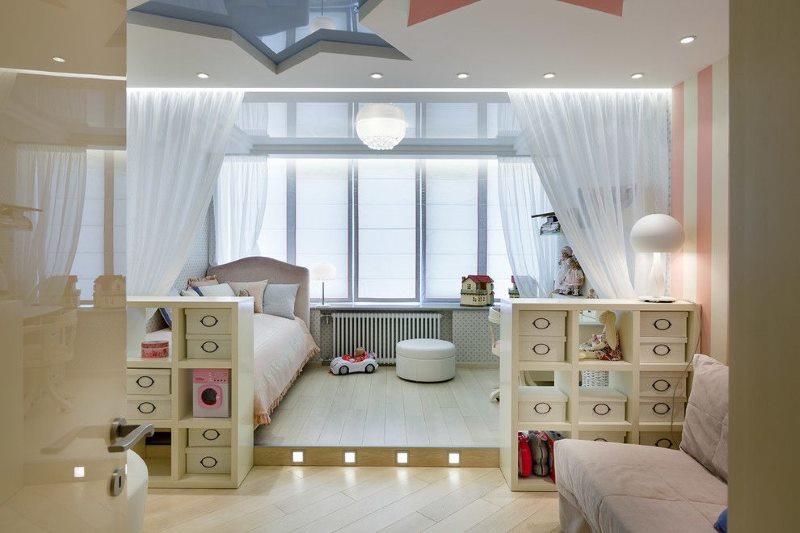 Children's area in a studio apartment