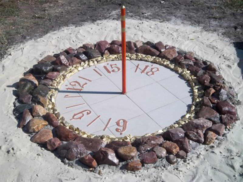 Sundial dalam landskap taman peribadi