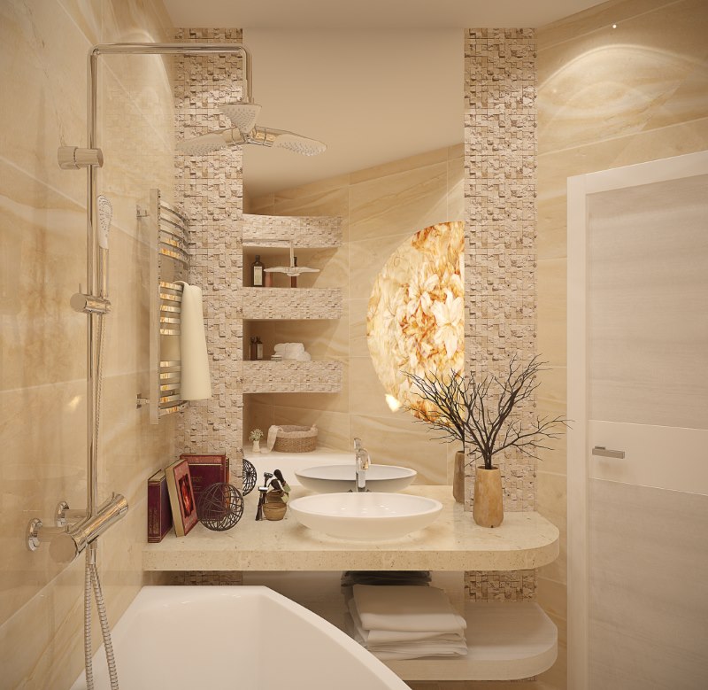 Stone mosaic bathroom design