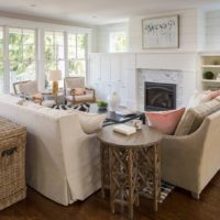 Furniture with natural fabric in the living room of a private house