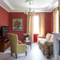 Interior of a small living room in a city apartment