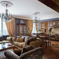 Tree in the interior of a classic living room