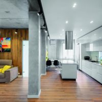 Concrete columns in modern room design