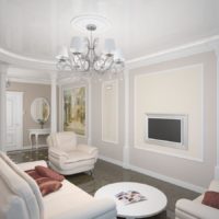 White living room with classic-style columns