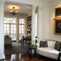 Interior of a classic living room with antique columns