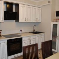 White set of modified plywood in a medium-sized kitchen