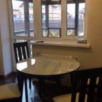 Round dining table in the kitchen of a private house