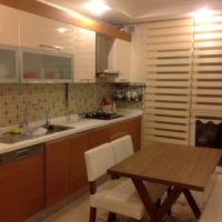 Wooden table in the dining area