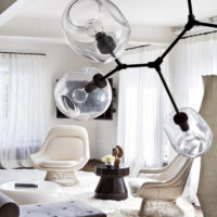 Transparent plafonds on a modern chandelier