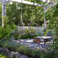 Garden pergola hanging chairs