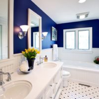 Blue color in the interior of the bathroom