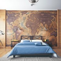 World map on bedroom wall