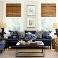 Blue sofa in the living room of a country house