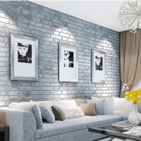 Gray living room interior with sofa