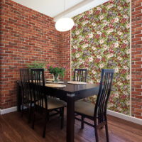 The design of the dining area in the kitchen of a private house