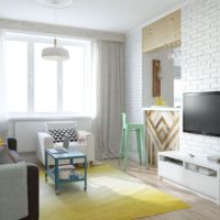 White brick in the living room interior