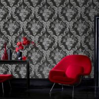 Dark prints on floral wallpaper