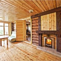 Natural wood in the design of the bath rooms