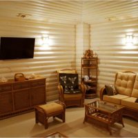 White walls in a log bath room