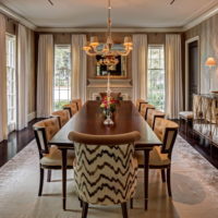 Long dining table in the classic living room