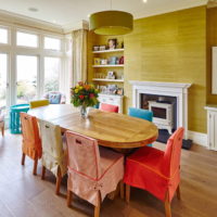 Multi-colored chair covers in the living room