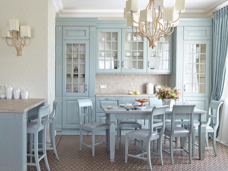 French-style rural house kitchen interior