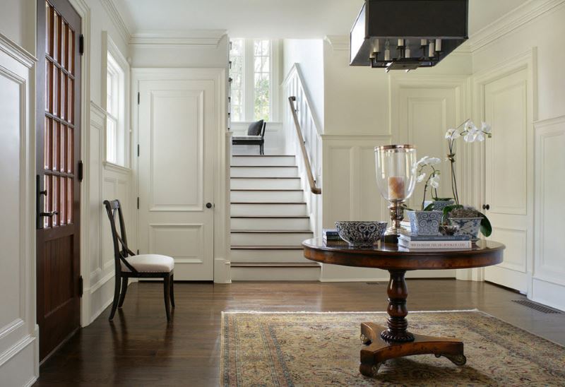 Hall of a country house with white doors