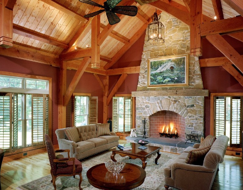 German-style living room with fireplace