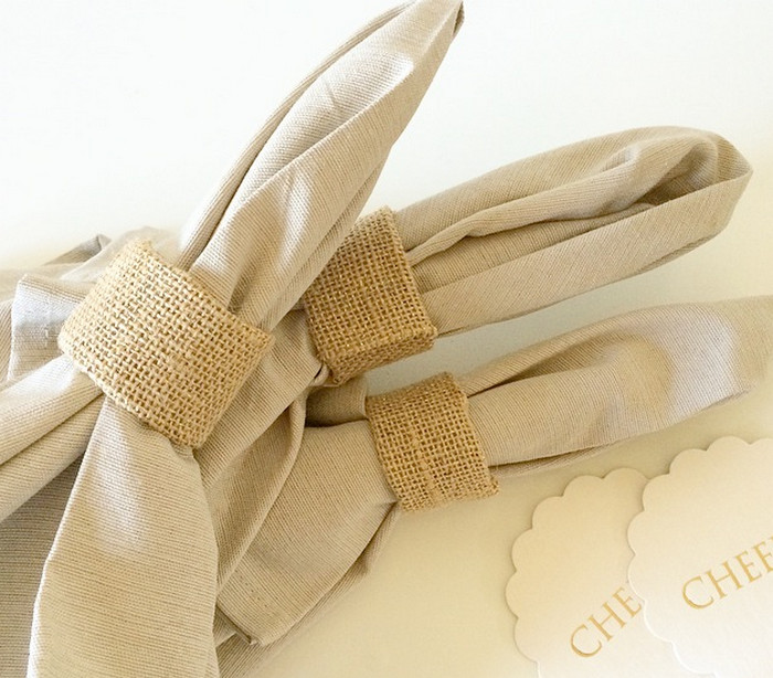 Burlap table napkin ring