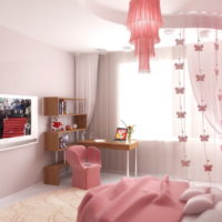 Shades of pink in the design of the bedroom for the girl