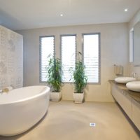 Living plants in the bathroom interior