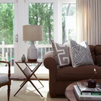 Beige curtains on the living room window